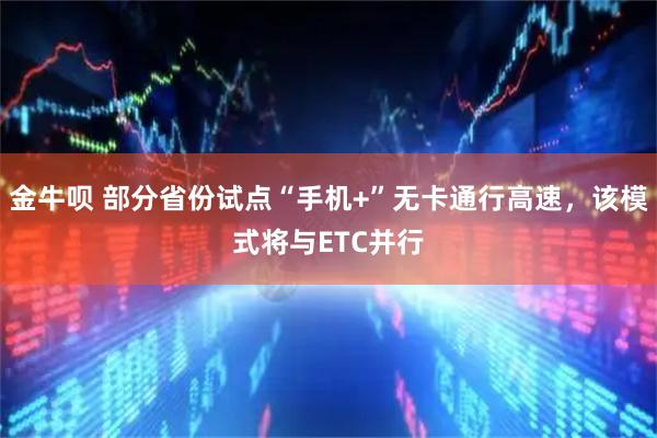 金牛呗 部分省份试点“手机+”无卡通行高速，该模式将与ETC并行